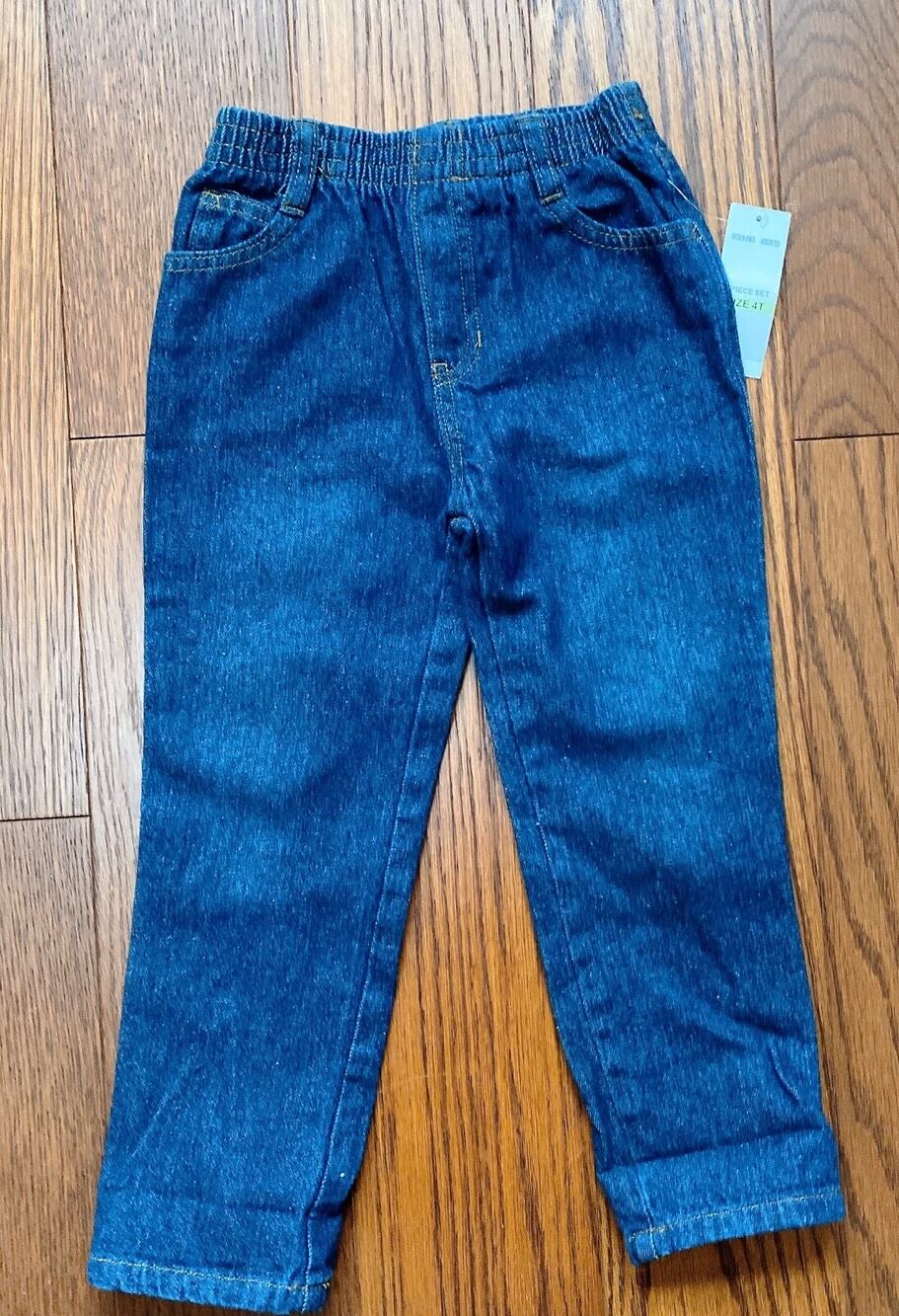NWT Kids Headquarters Navy Elastic Waist Pull On Jeans Boy's Size 4T